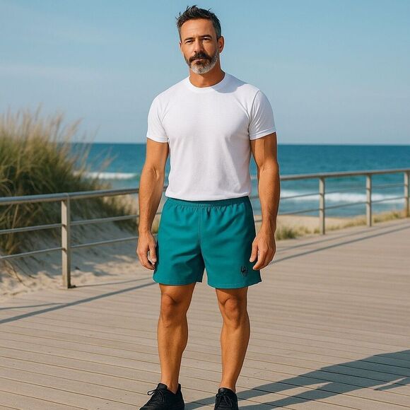 Men’s Spyder Teal Active Shorts – Size Large, Brand New Performance Gear - Picture 2 of 5